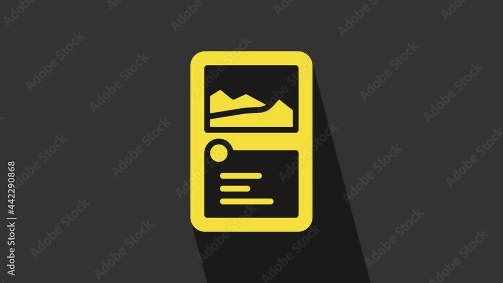 Poster yellow card game collection icon isolated on grey background. fantasy ui kit with magic items. 4k vi