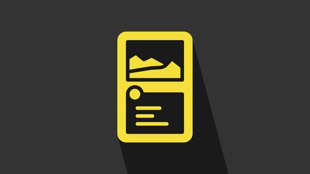 Yellow Card game collection icon isolated on grey background. Fantasy ui kit with magic items. 4K Video motion graphic animation