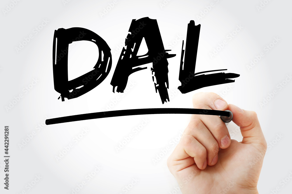 Poster dal - data abstraction layer acronym with marker, technology concept background