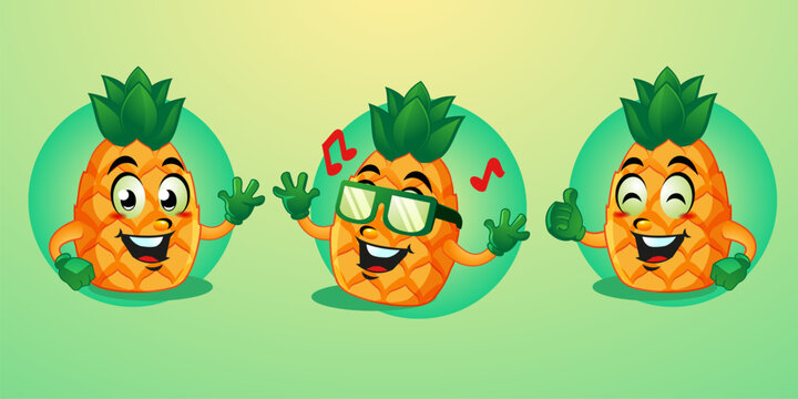 Pineapple mascot cartoon cute design