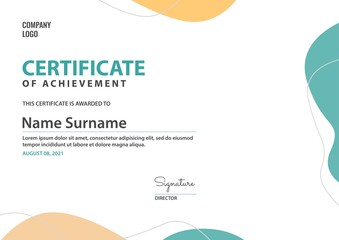 Certificate of Achievement Template. Clean Modern Certificate with Pastel Colour - EPS 10 Vector 