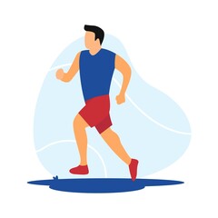 Running Man Flat Illustration. Flat Cartoon Style Isolated on white background. - EPS 10 Vector