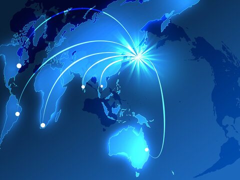 ビジネスイメージ　世界貿易　世界経済　経済成長　世界地図　日本地図　グローバル経済