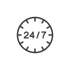 24 hours icon vector. Open or available 24 hours a day concept.