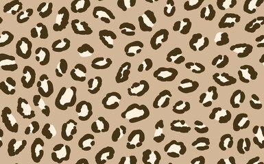 Abstract modern leopard seamless pattern. Animals trendy background. Beige and brown decorative vector stock illustration for print, card, postcard, fabric, textile. Modern ornament of stylized skin