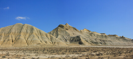 Fototapeta premium Mountain in the steppe near the town of Sangachaly. Azerbaijan.