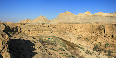 Beautiful canyon in the city of Sangachaly. Azerbaijan.