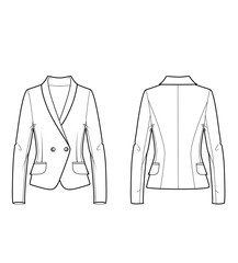 technical sketch woman jacket with pocket