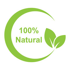 natural 100% sign icon vector