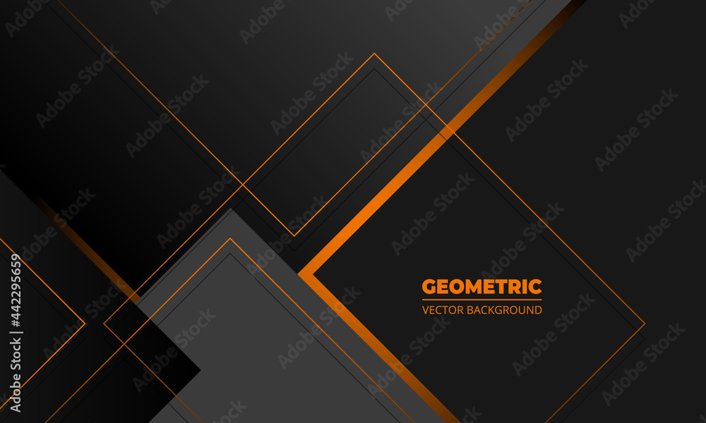 Poster dark grey business elegance abstract geometric vector background with orange lines. minimal geometri