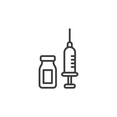 Obraz premium Syringe and bottle icon with white background
