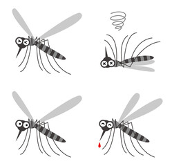 かわいい蚊の漫画風イラストセット