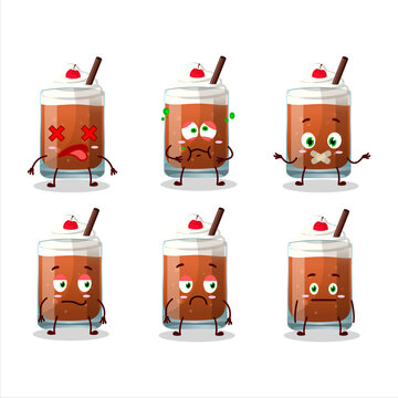 Root beer with ice cream cartoon character with nope expression