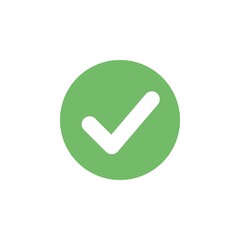 Green check mark icon with white background.