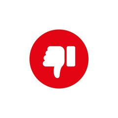 Red thumbs down icon with white background - obrazy, fototapety, plakaty