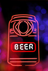 Neon Signs Red Neon Beer Can Sign Composite Image