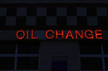 Oil Change Neon Oil Change Sign at Service Department