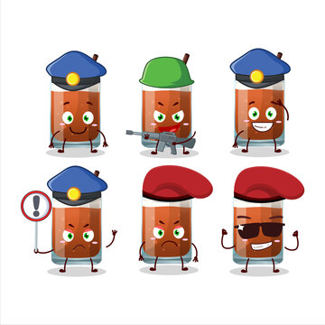 A dedicated Police officer of root beer with ice cream mascot design style