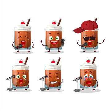 A Cute Cartoon design concept of root beer with ice creamsinging a famous song