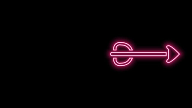 Glowing neon line Arrow icon isolated on black background. 4K Video motion graphic animation