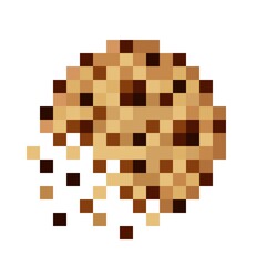 Chocolate Chip Cookies pixel art. Vector picture.