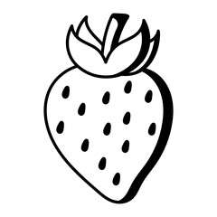 Strawberry Fruit Concept, Organic strawberries Vector Icon Design, Summer Spring activities Symbol, Hot Weather Doodle art Hand Drawn Sign, Warmest Season Elements Stock illustration