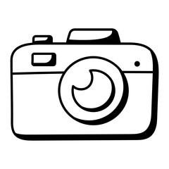 Digital Camera Concept, DSLR Vector Icon Design, Summer Spring activities Symbol, Hot Weather Doodle art Hand Drawn Sign, Warmest Season Elements Stock illustration,