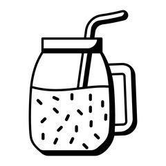 Cape Cod or Cape Codder cocktail Vector Icon Design, Summer Spring activities Symbol, Hot Weather Doodle art Hand Drawn Sign, Warmest Season Elements Stock, cranberry juice jar with straw Concept