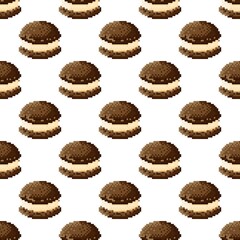 Macaron pattern pixel art. Seamless pattern. Pixel art Macaron pattern. Valentine's Day. 