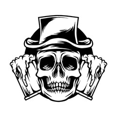 Skull With Beer Mascot Silhouette