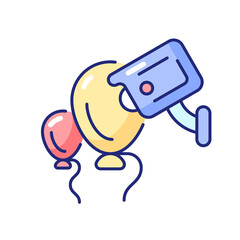 Event security with wireless camera RGB color icon. Isolated vector illustration. Surveillance technology for large concerts, public events. Preventing crimes and violence simple filled line drawing