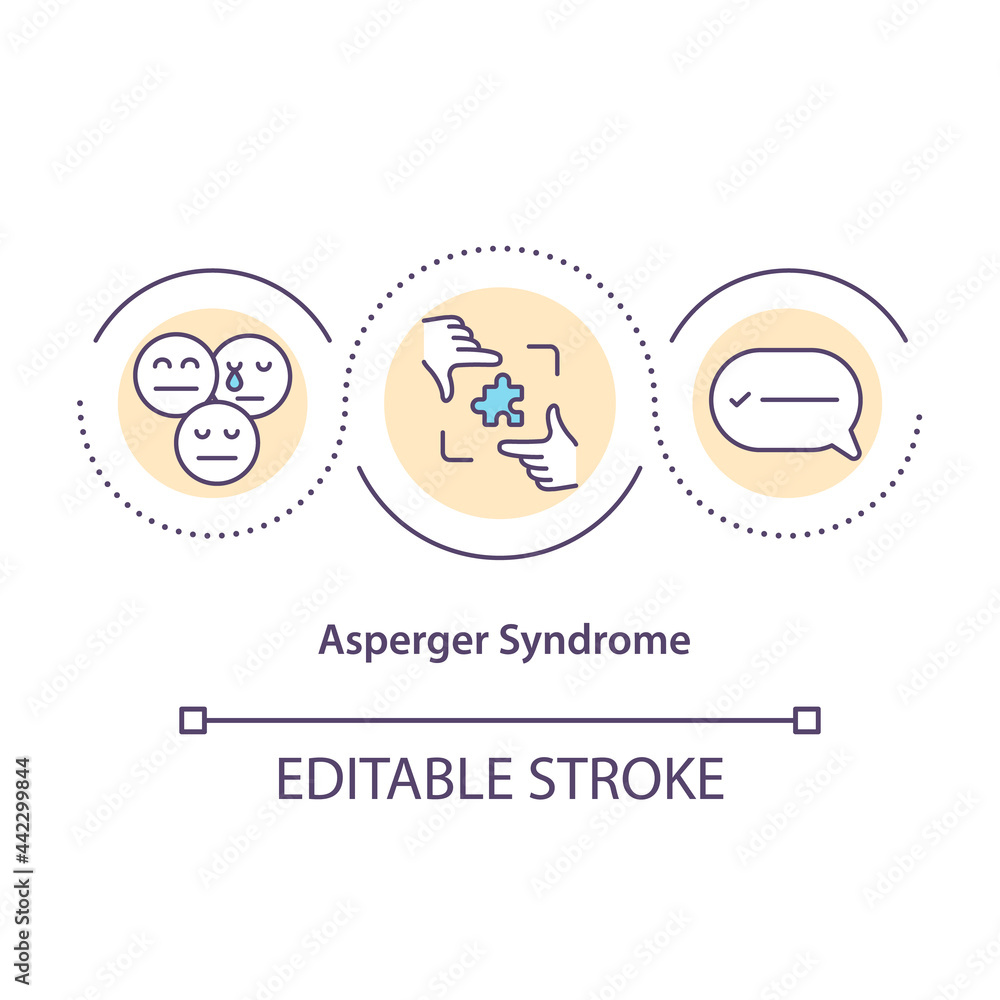Poster asperger syndrome concept icon. health disorder. problems in social interaction. bad communication s