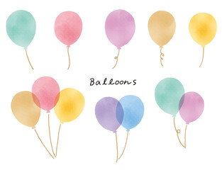 水彩タッチのシンプルでかわいい風船のイラストレーション  © 市田ほのか