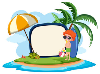 Fototapeta na wymiar Empty banner template with summer beach element isolated
