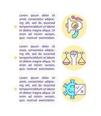 Ethical appeal concept line icons with text. PPT page vector template with copy space. Brochure, magazine, newsletter design element. Viral internet content linear illustrations on white