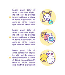 Obraz premium Appealing to emotions concept line icons with text. PPT page vector template with copy space. Brochure, magazine, newsletter design element. Social media content linear illustrations on white