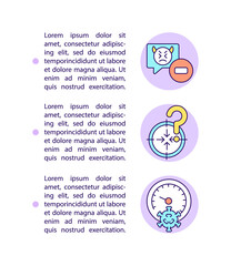 Low virality concept line icons with text. PPT page vector template with copy space. Brochure, magazine, newsletter design element. Popular media creation linear illustrations on white