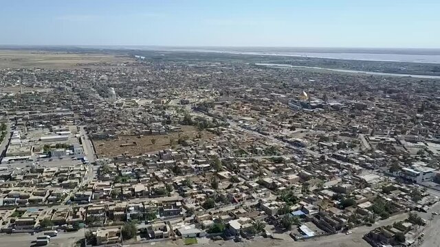 aerial footage of Malwiya Mosque in samarra iraq minaret minaret