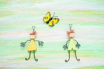 childhood background games, postcards with dolls