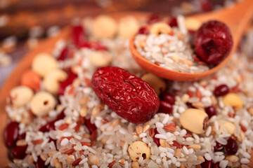 Cereal grains , seeds, beans, Lotus seeds and red dates