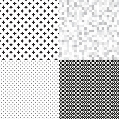 Set of seamless patterns. Checkered background. Abstract geometric wallpaper of the surface. Dotted texture. Print for polygraphy, posters, t-shirts and textiles. Doodle for design. Art creation