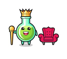 Mascot cartoon of lab beakers as a king