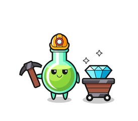 Character Illustration of lab beakers as a miner