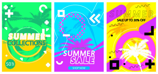 Summer Sale banner, poster design template set on isolated background.