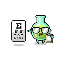 Illustration of lab beakers mascot as an ophthalmology