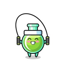 lab beakers character cartoon with skipping rope