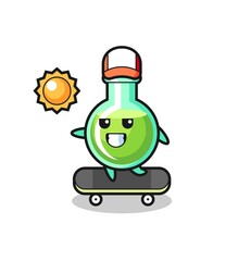 lab beakers character illustration ride a skateboard