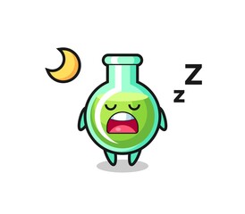 lab beakers character illustration sleeping at night