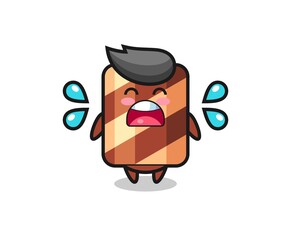 wafer roll mascot cartoon with a barbell