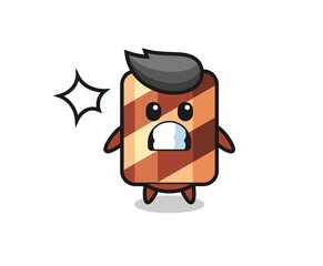 wafer roll mascot cartoon giving the gift